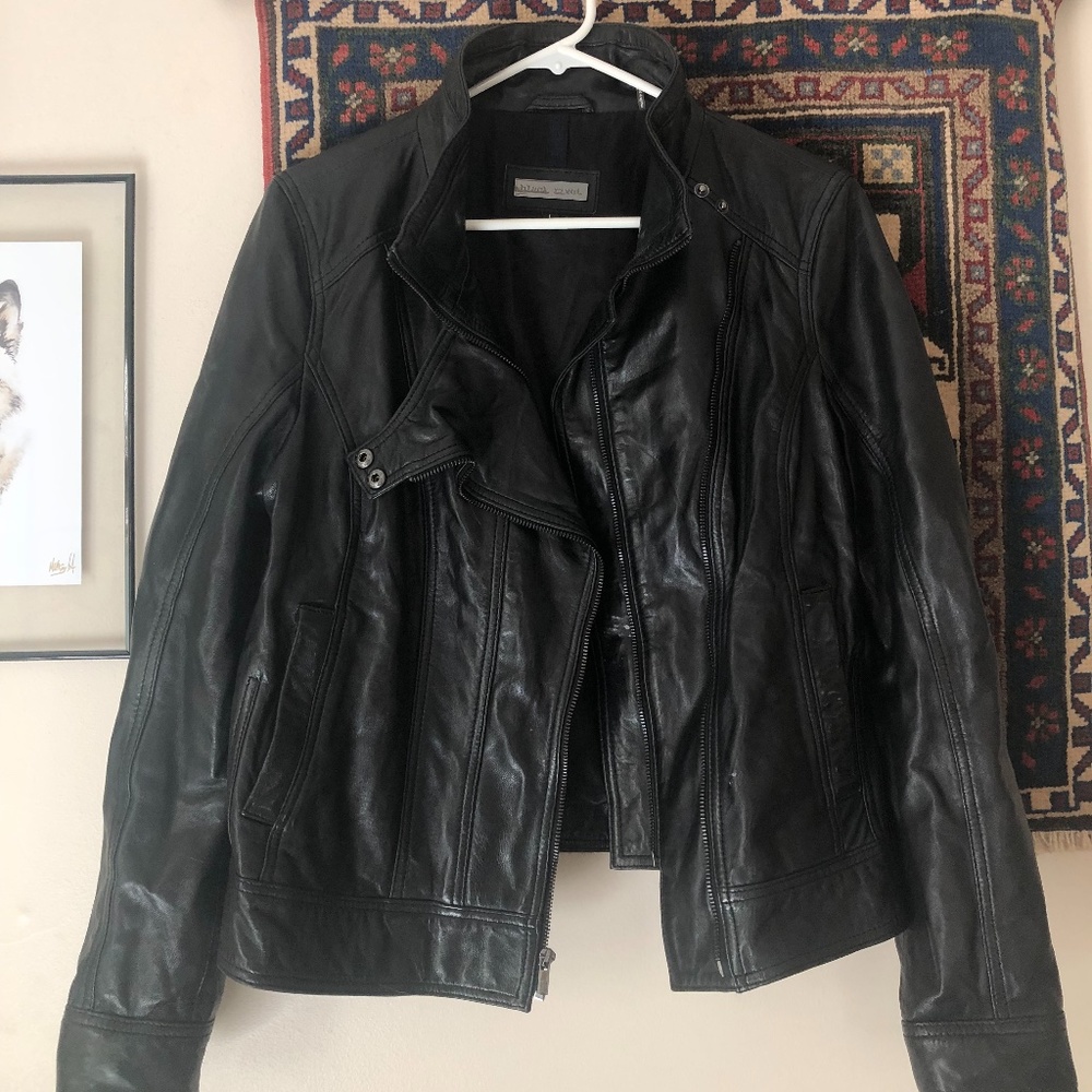 Large Black Rivet Black Leather Jacket